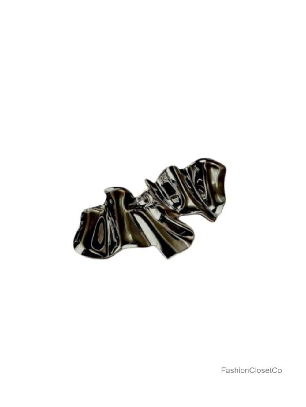 Chunky Pleated Leaf Brooch Pin Non Tarnish Metal Geometric Y2k Fashion Jewelry